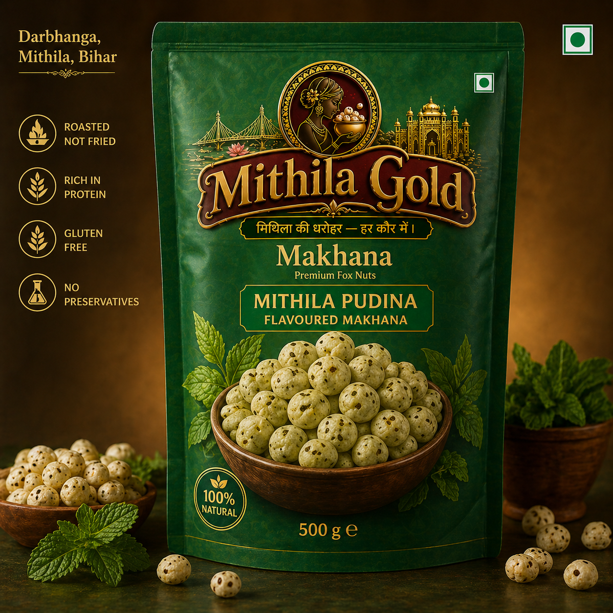 MITHILA GOLD SPECAIL FLAVOURED MAKHANA (PUDINA)