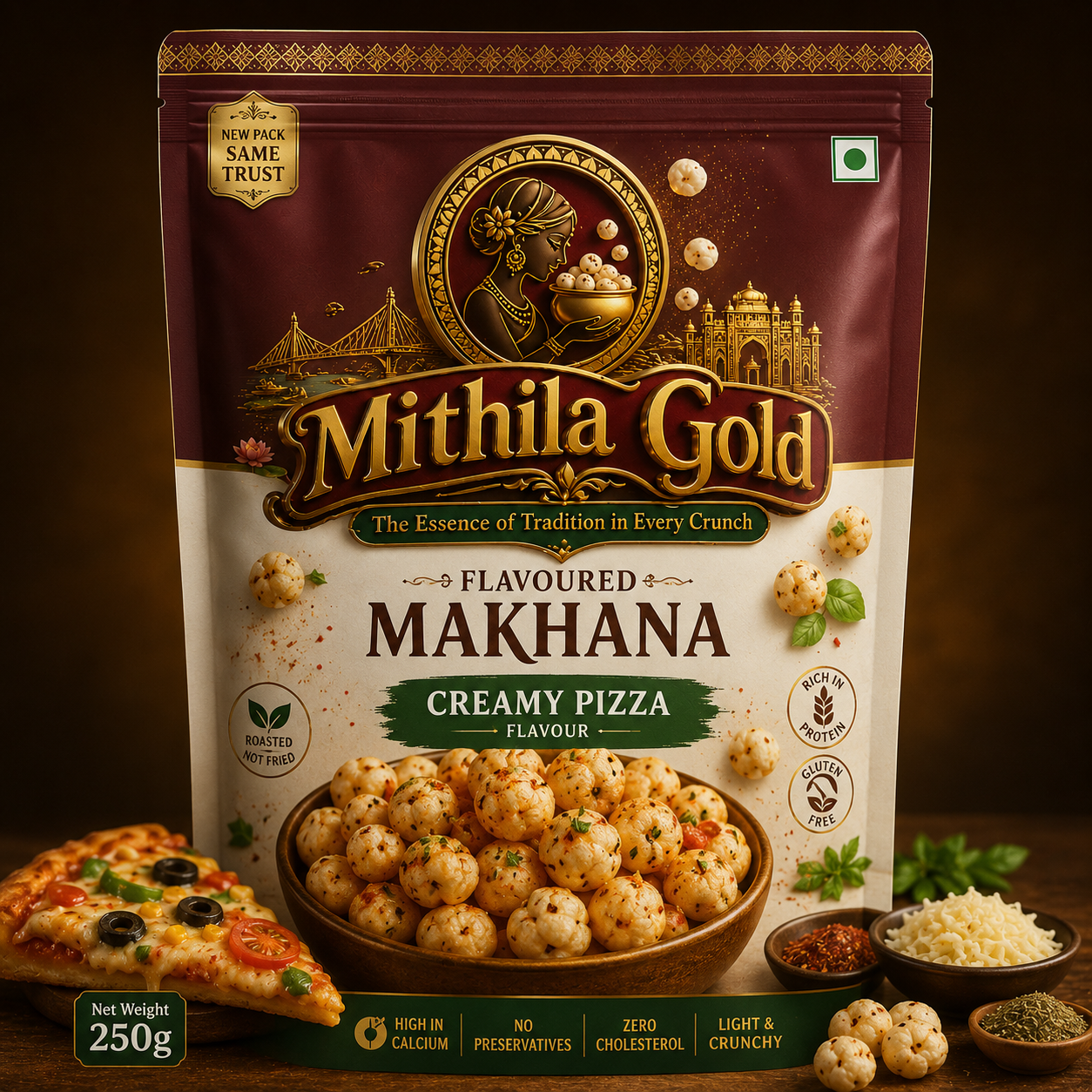 Gourmet Crunch, Wholesome Goodness: Mithila Gold Creamy Pizza Makhana