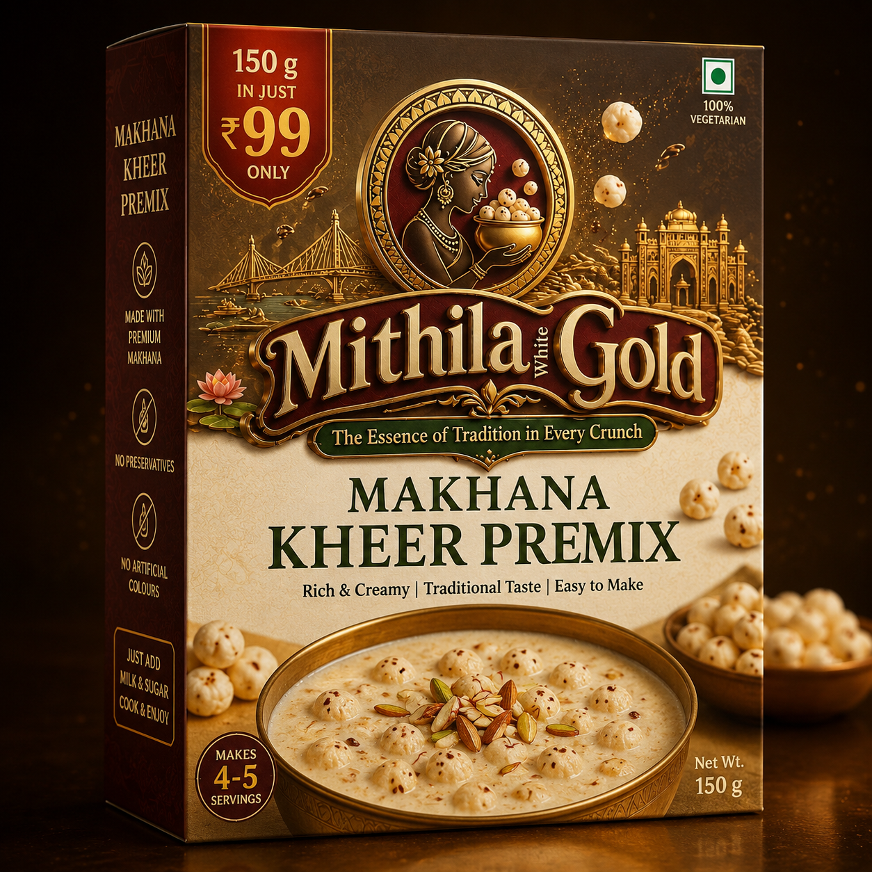 Mithila Gold Makhana Kheer Premix, Traditional Taste in Just 2 Minutes!
